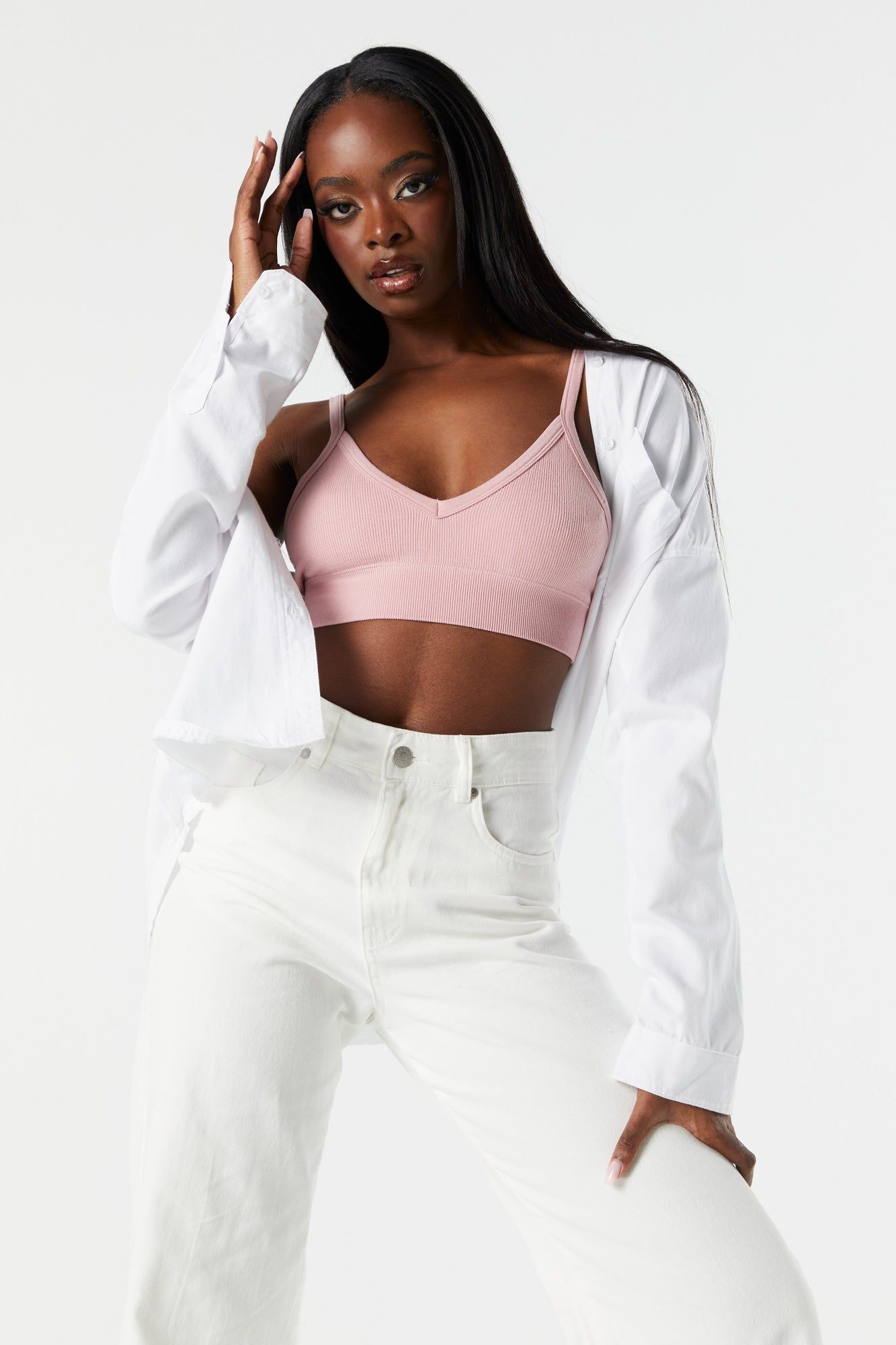 Coloured Ribbed V-Neck Bralette sold by Charlotte Russe product image thumbnail 4