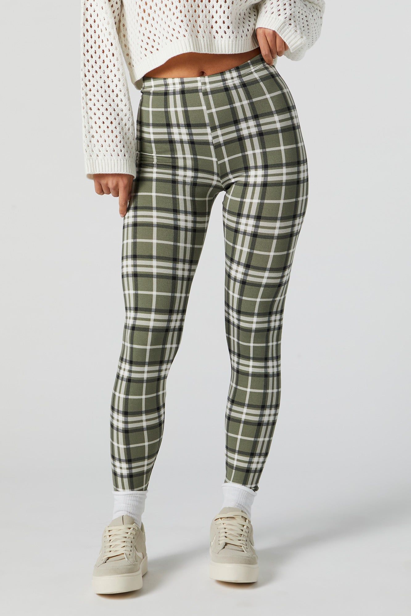 Green Plaid Print Fleece Legging sold by Charlotte Russe product image thumbnail 2