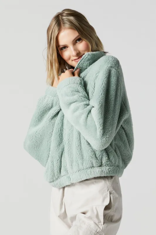 Green Coloured Plush Bomber Jacket sold by Charlotte Russe
