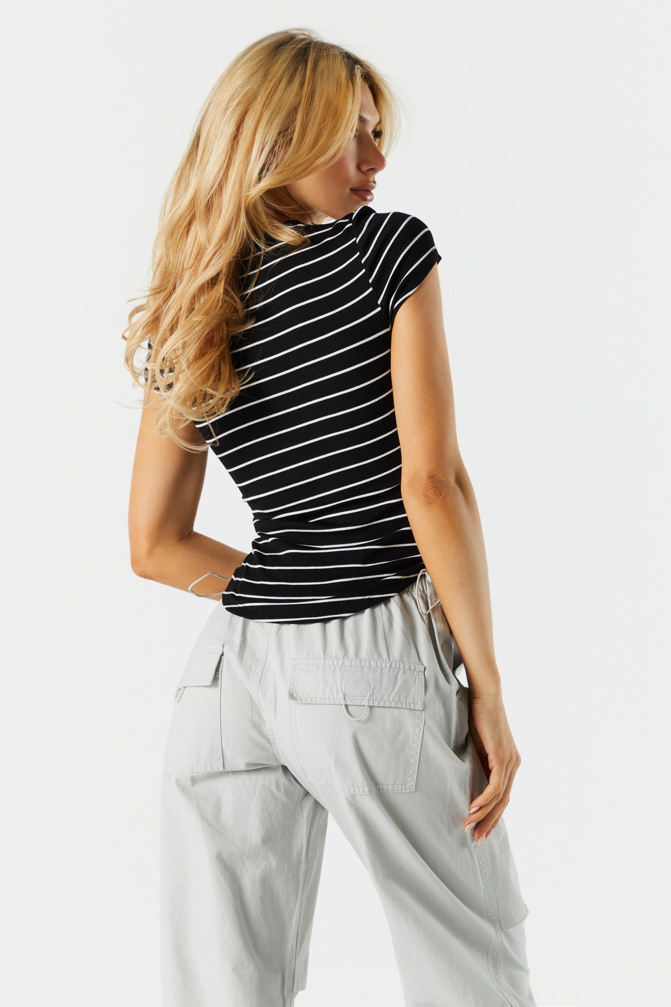 Basic Striped Ribbed T-Shirt sold by Charlotte Russe product image thumbnail 2