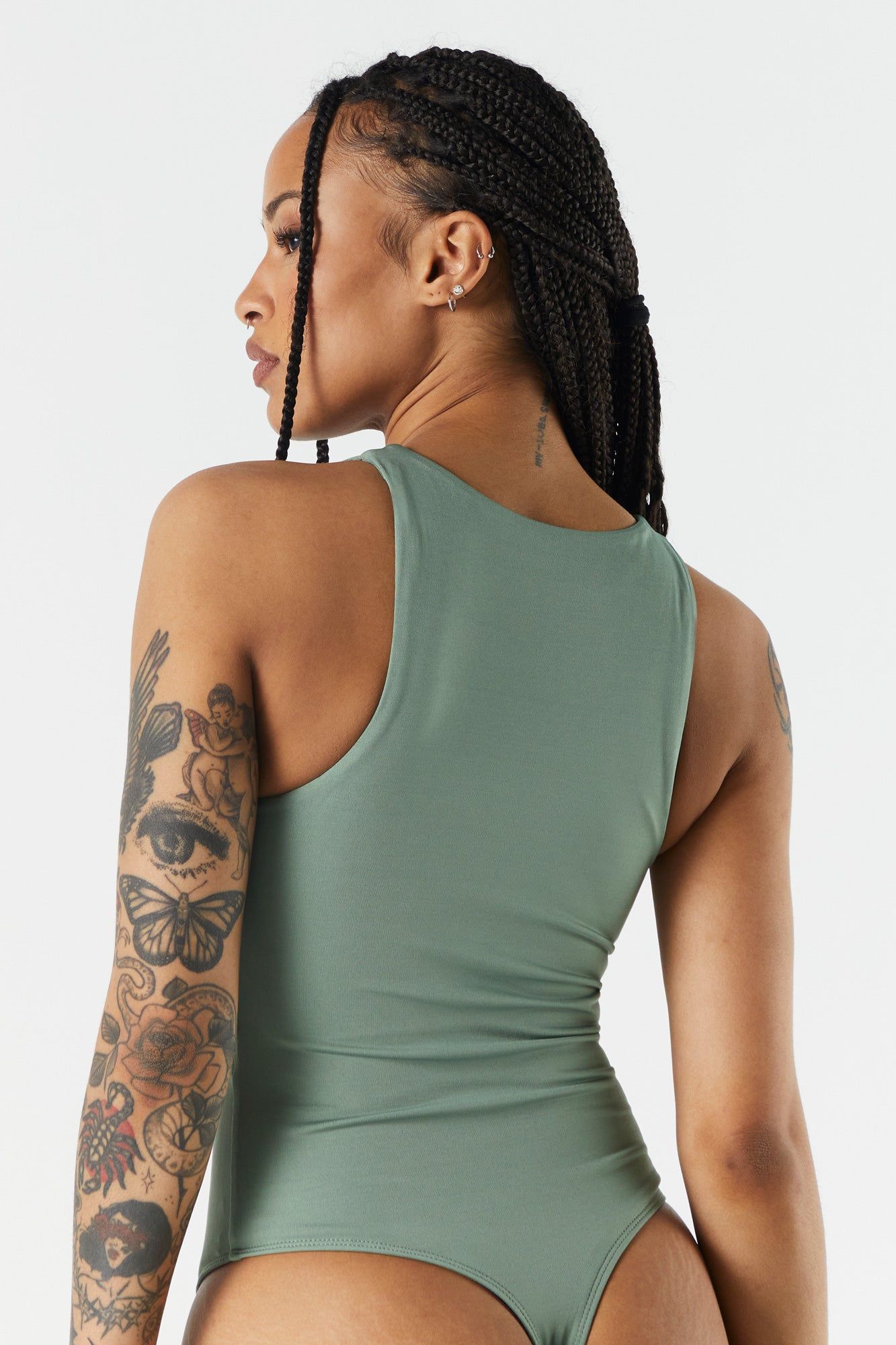 Green Contour High Neck Bodysuit sold by Charlotte Russe product image thumbnail 4