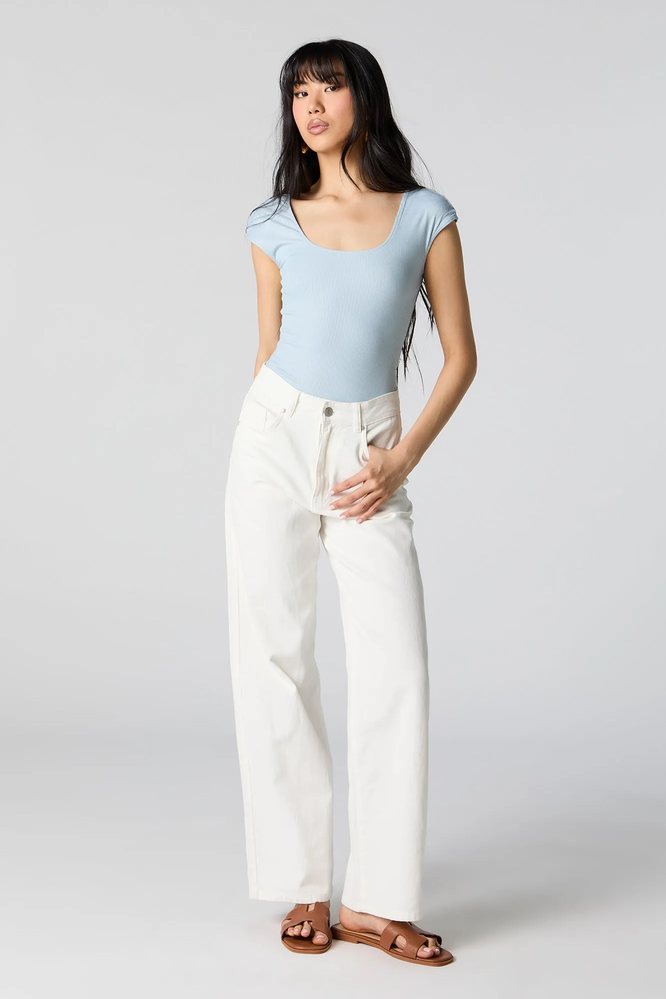 Contour Ribbed Square Neck Bodysuit sold by Charlotte Russe product image thumbnail 3