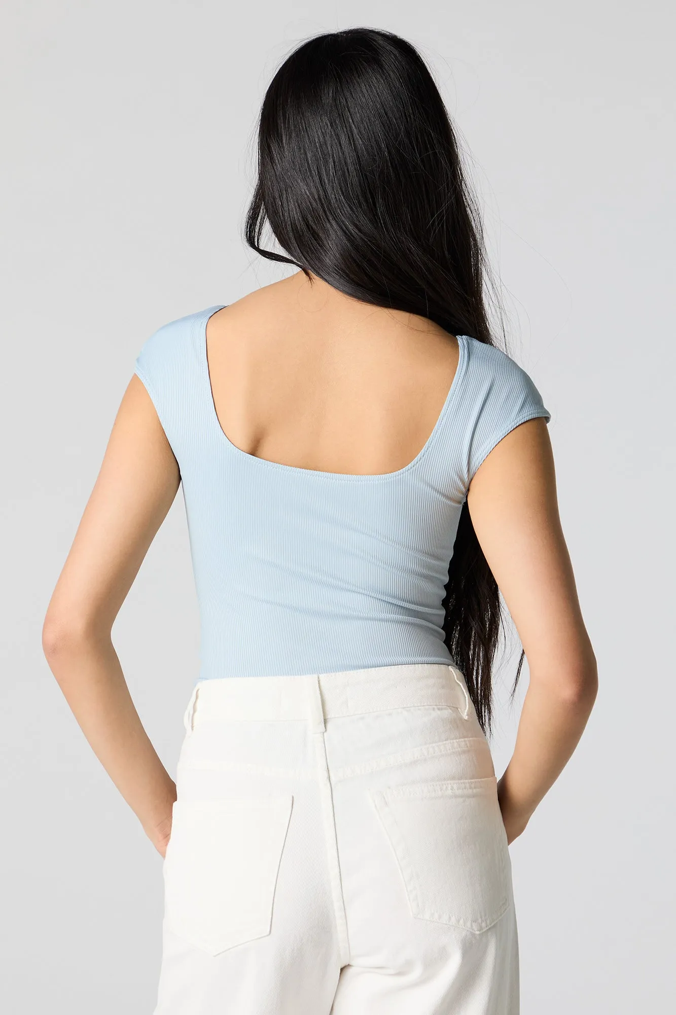 Contour Ribbed Square Neck Bodysuit sold by Charlotte Russe product image thumbnail 4