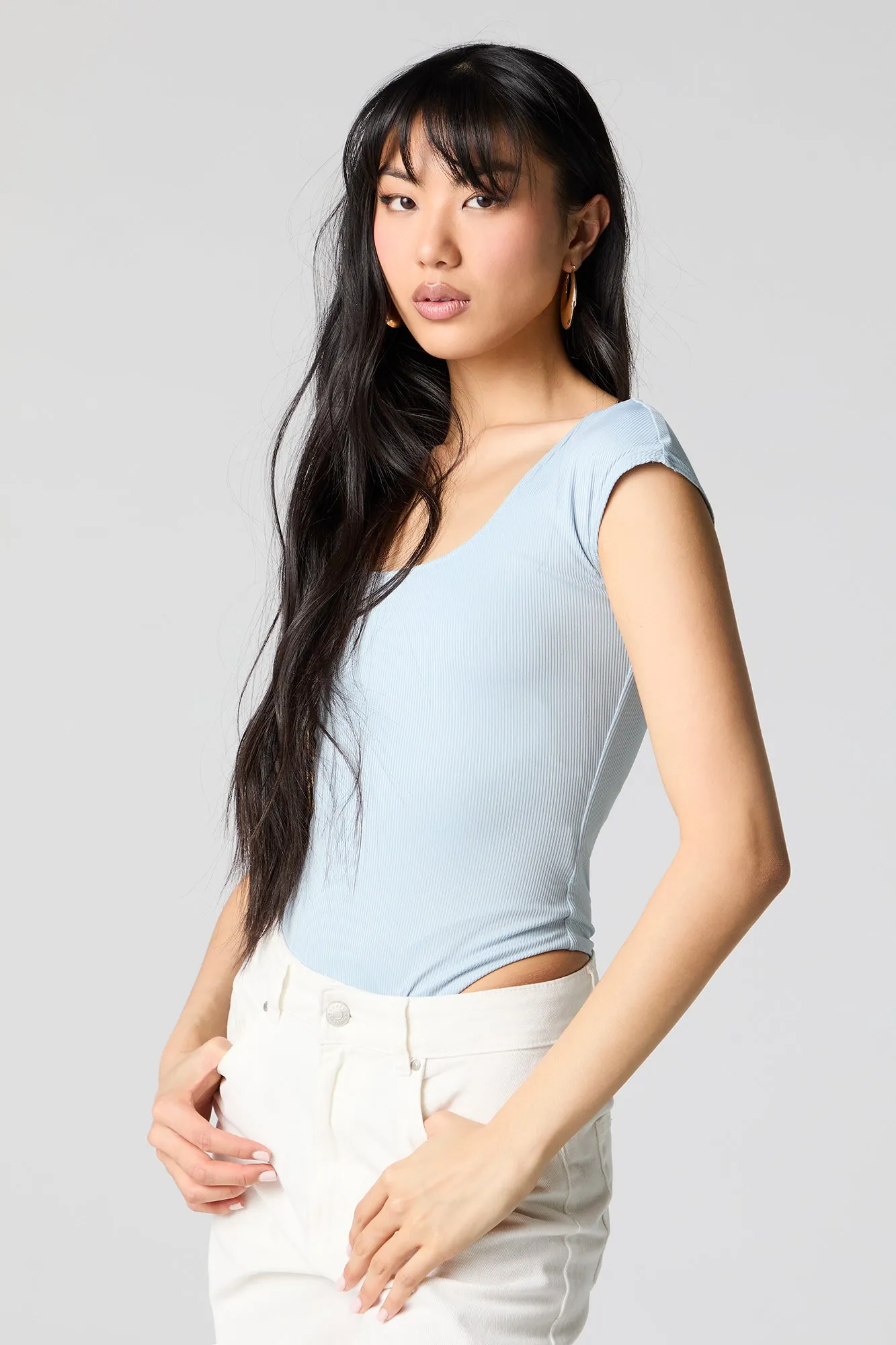 Contour Ribbed Square Neck Bodysuit sold by Charlotte Russe product image thumbnail 2