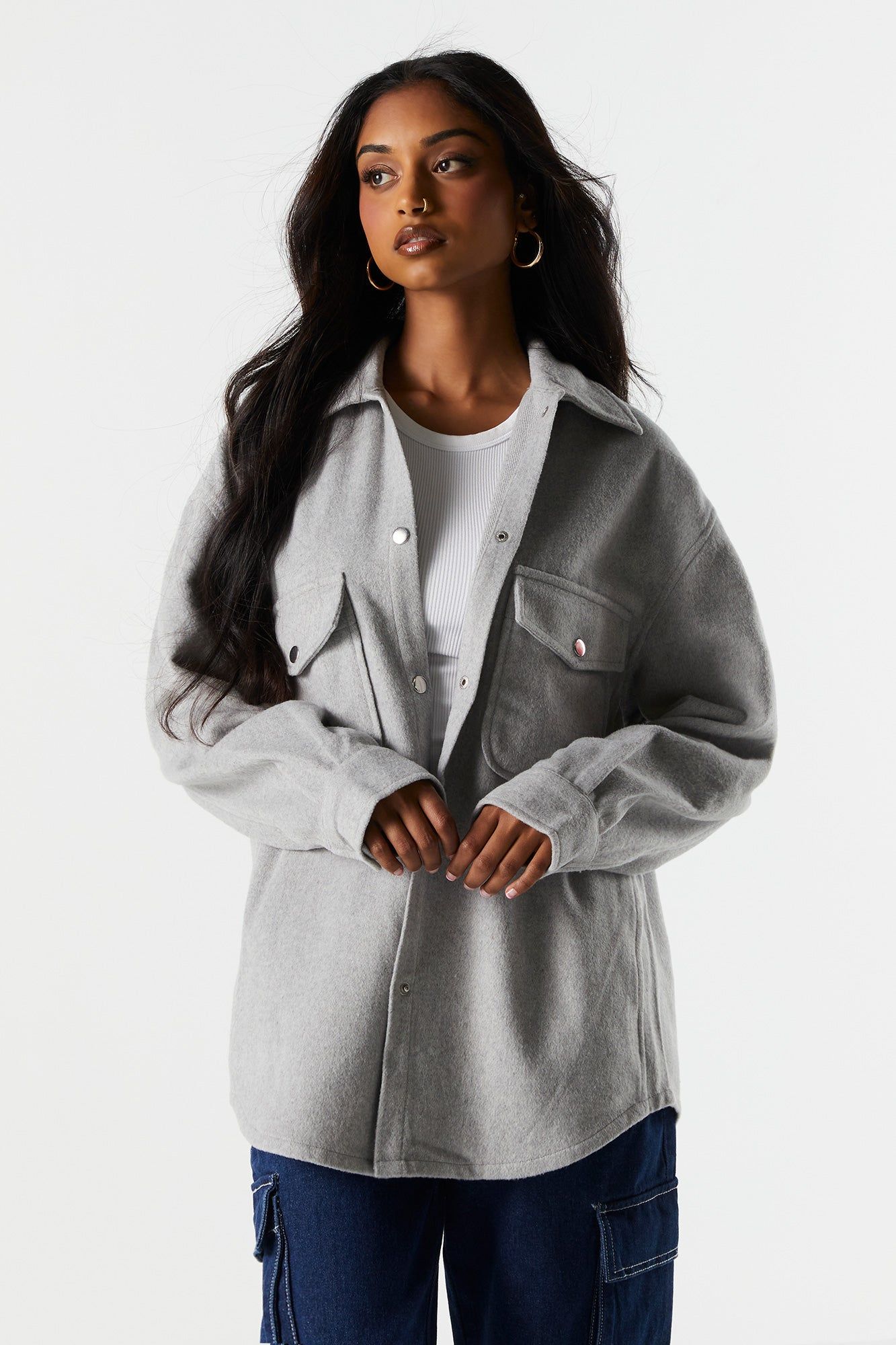 Brushed Flannel Shacket sold by Charlotte Russe product image thumbnail 4