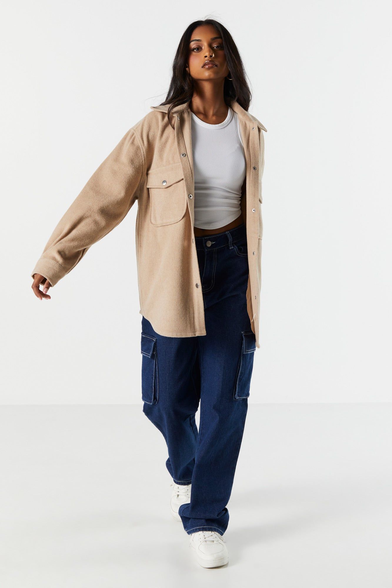 Brushed Flannel Shacket sold by Charlotte Russe product image thumbnail 3