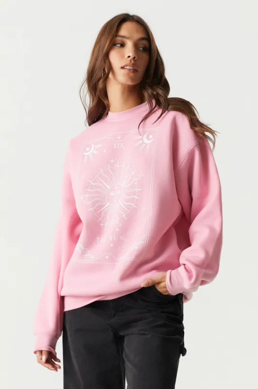 Pink Tarot Graphic Fleece Sweatshirt sold by Charlotte Russe