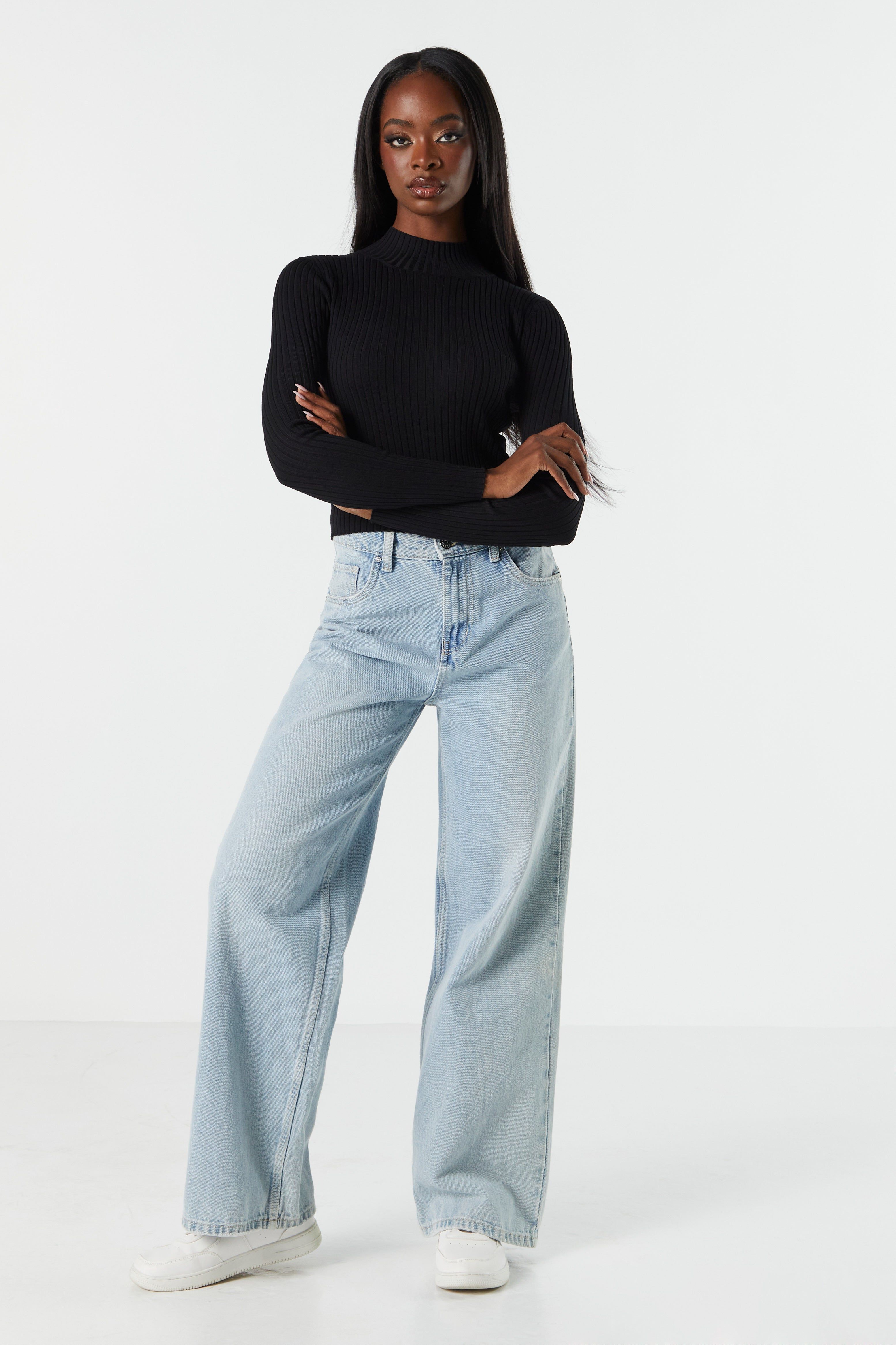 Mock Neck Long Sleeve Fine Knit Sweater sold by Charlotte Russe product image thumbnail 3