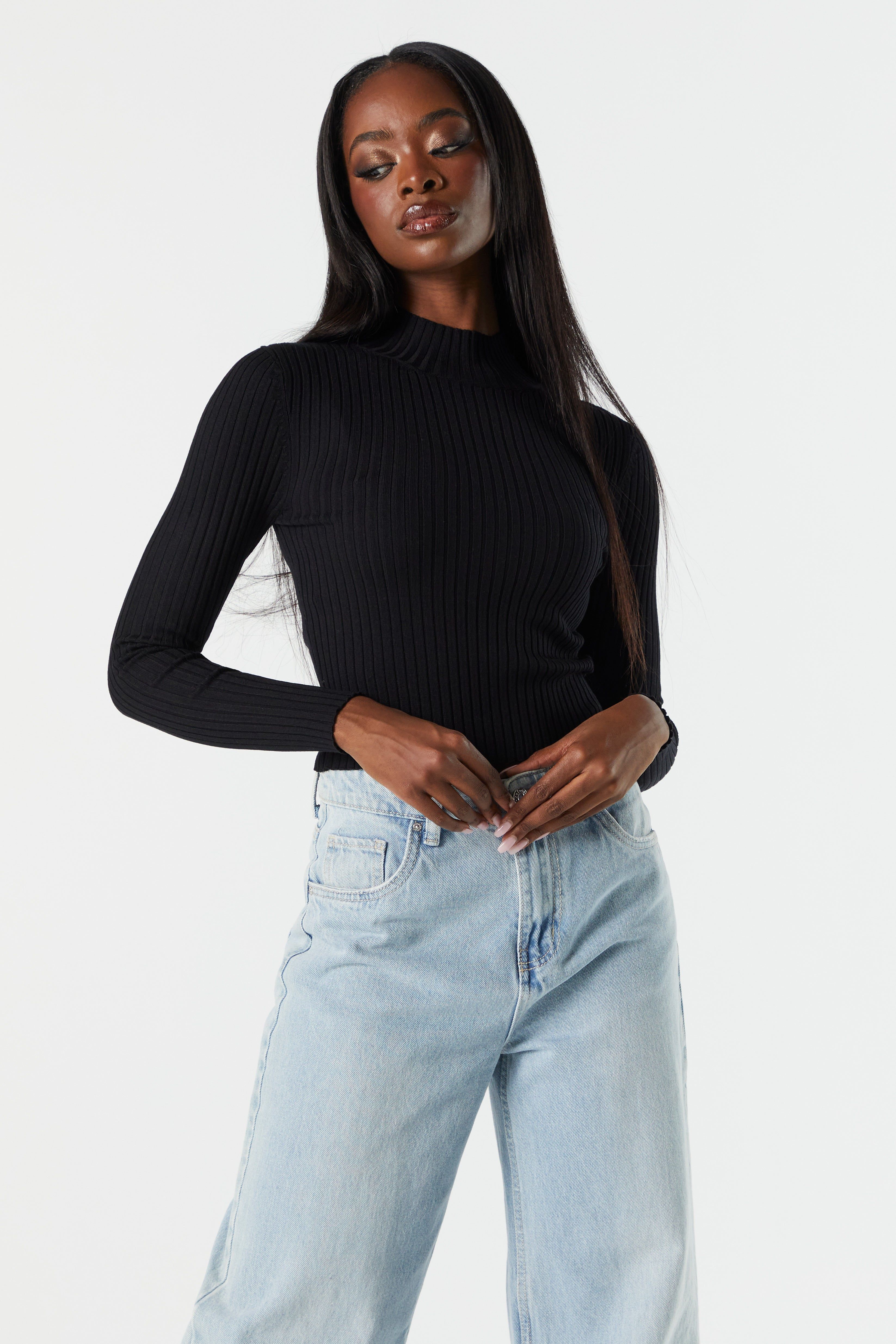 Mock Neck Long Sleeve Fine Knit Sweater sold by Charlotte Russe