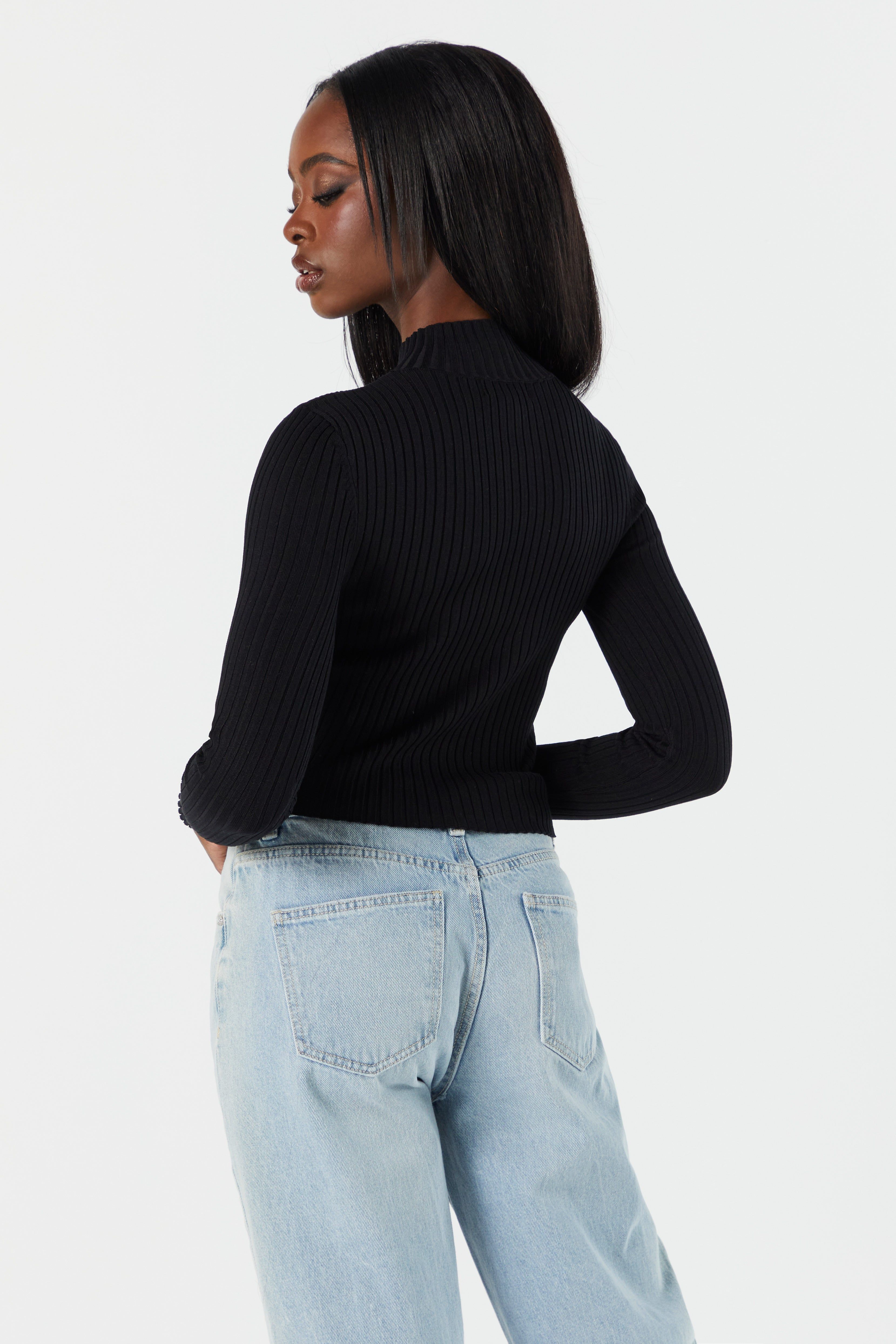 Mock Neck Long Sleeve Fine Knit Sweater sold by Charlotte Russe product image thumbnail 2