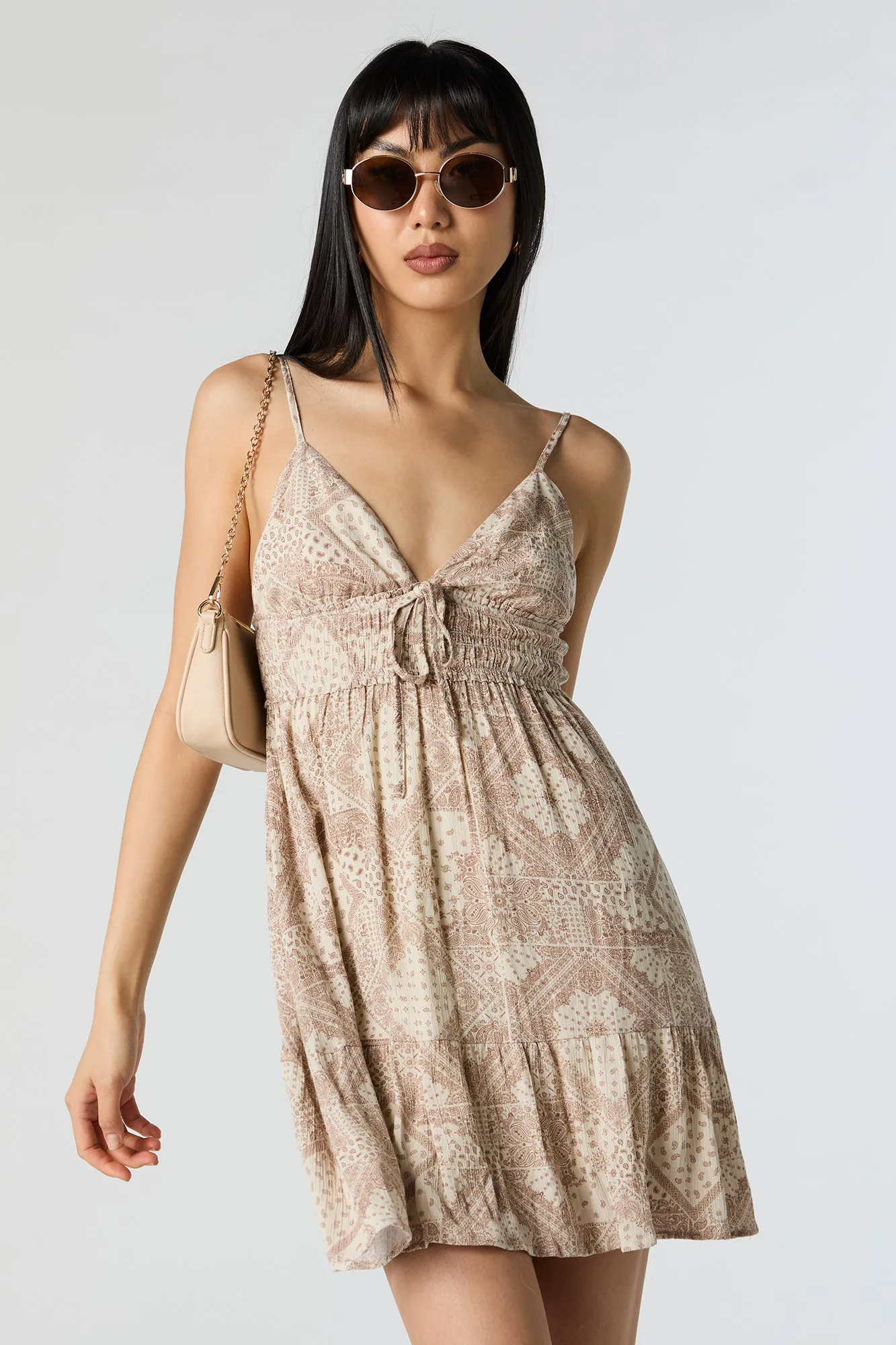 Bandana Print V-Neck Self Tie Mini Dress sold by Charlotte Russe product image thumbnail 4
