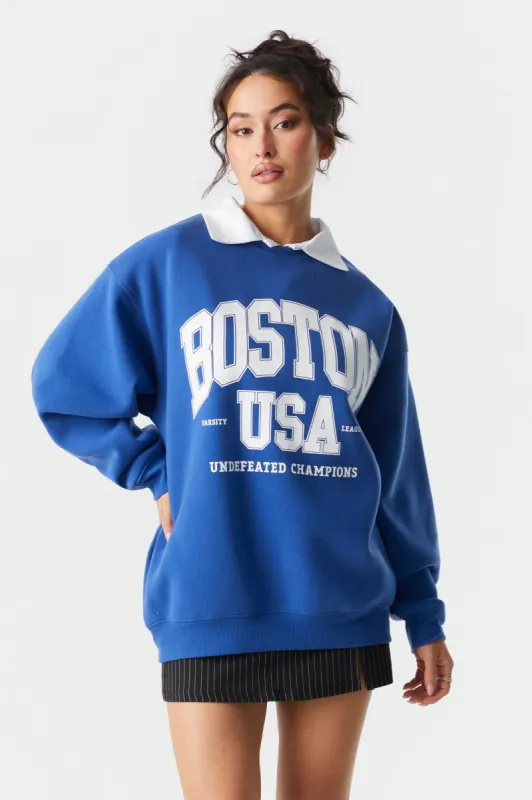Boston USA Graphic Fleece Sweatshirt sold by Charlotte Russe
