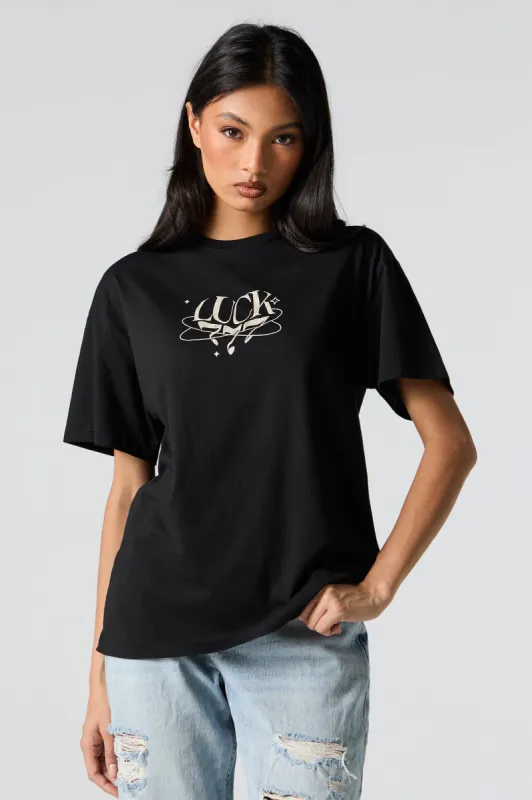 Luck 777 Graphic Boyfriend T-Shirt sold by Charlotte Russe