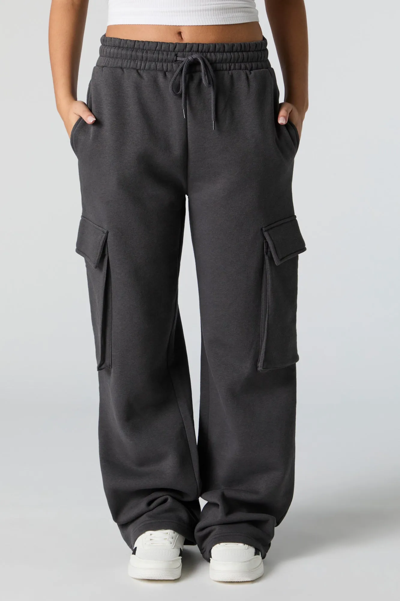 Fleece Wide Leg Cargo Sweatpant sold by Charlotte Russe product image thumbnail 2