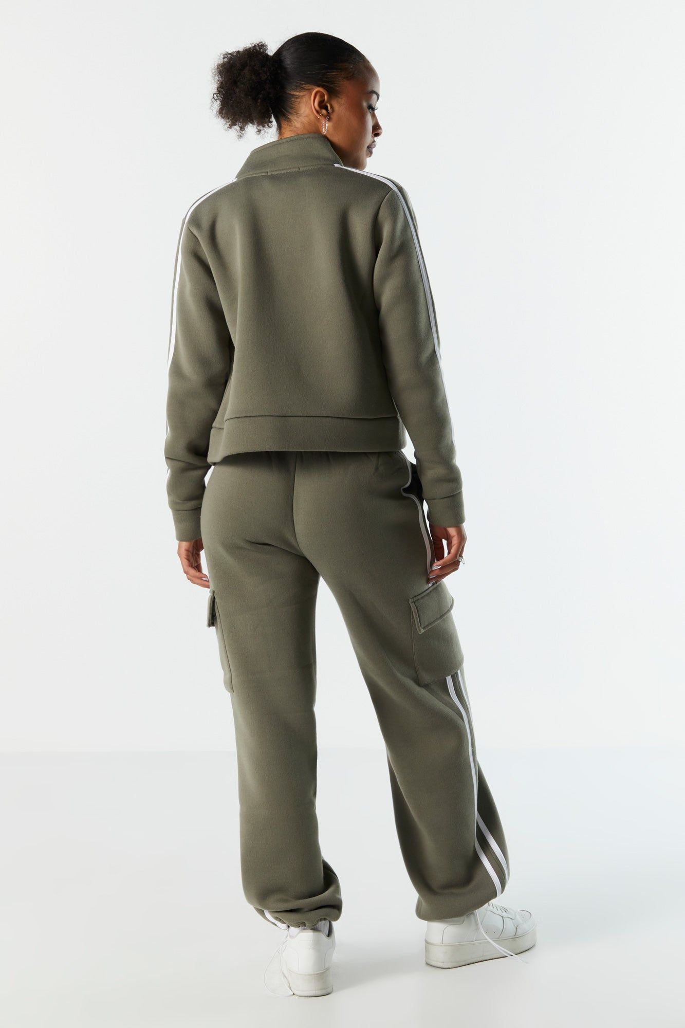 Fleece Striped Cargo Jogger sold by Charlotte Russe product image thumbnail 4