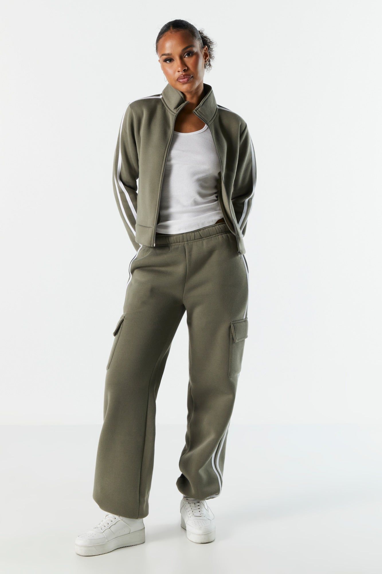 Fleece Striped Cargo Jogger sold by Charlotte Russe product image thumbnail 3