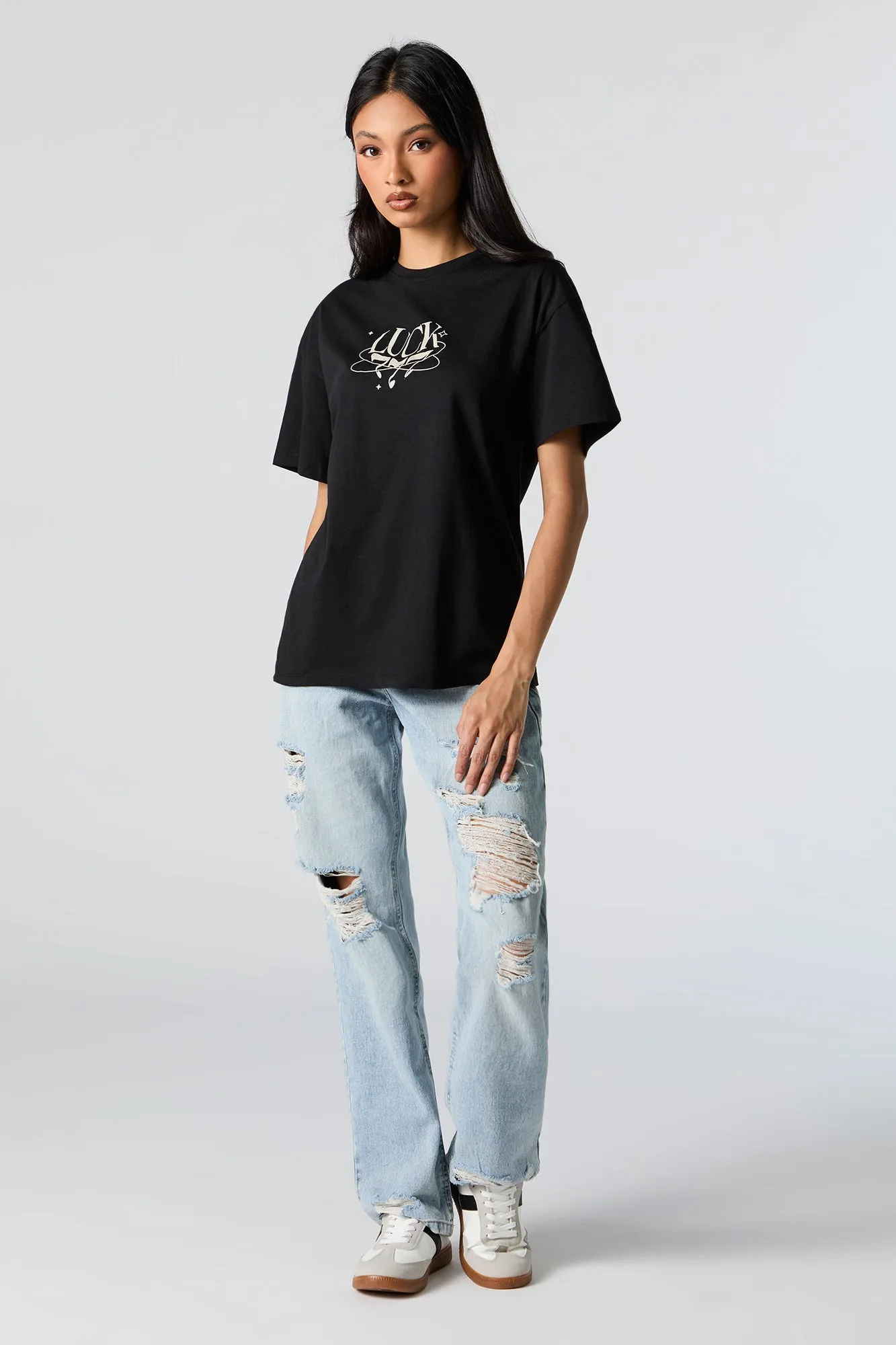 Luck 777 Graphic Boyfriend T-Shirt sold by Charlotte Russe product image thumbnail 3