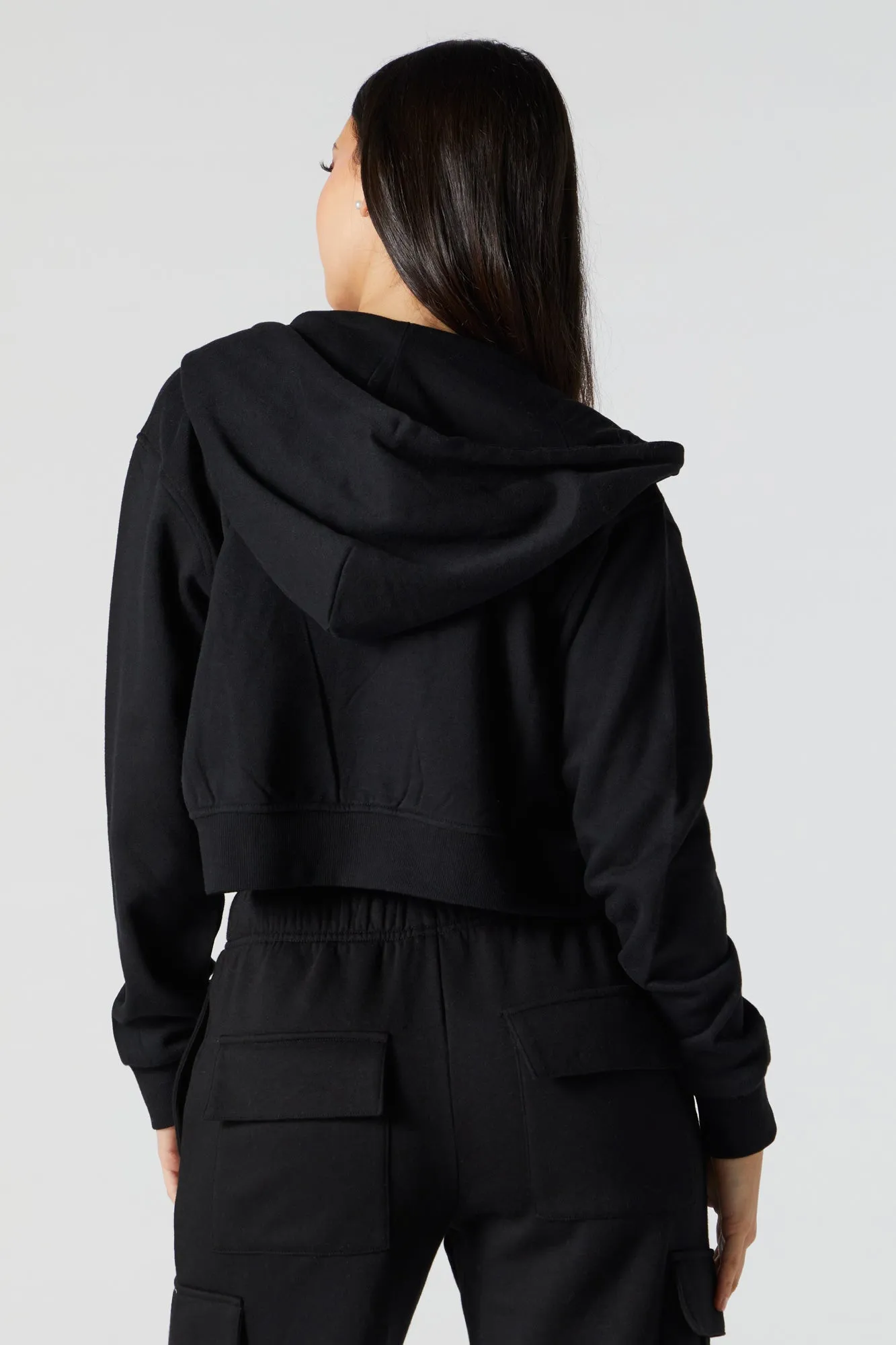 Fleece Zip-Up Cropped Hoodie sold by Charlotte Russe product image thumbnail 5