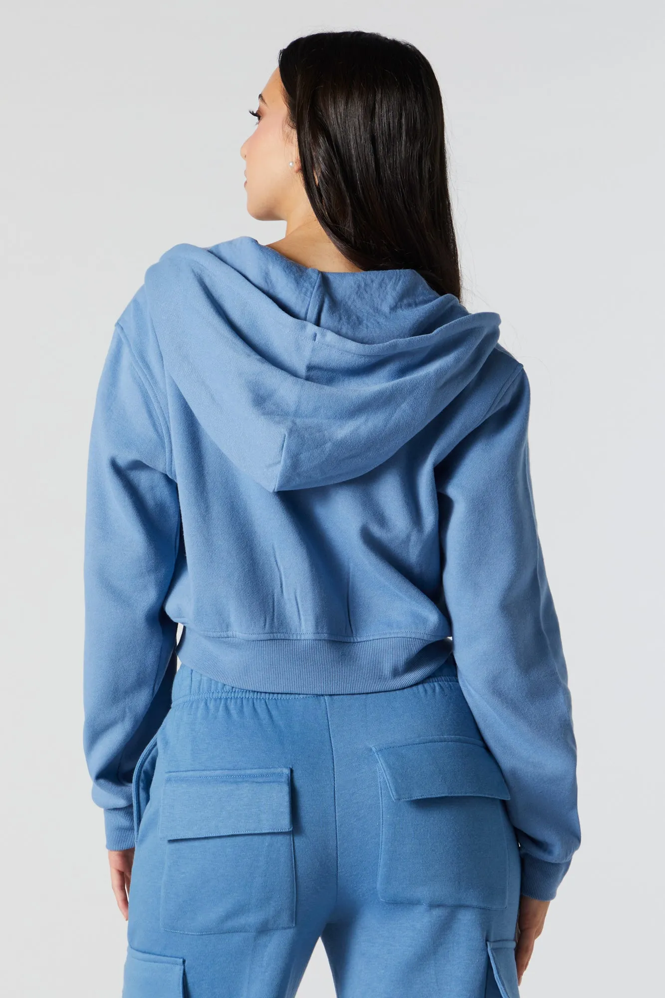 Fleece Zip-Up Cropped Hoodie sold by Charlotte Russe product image thumbnail 2