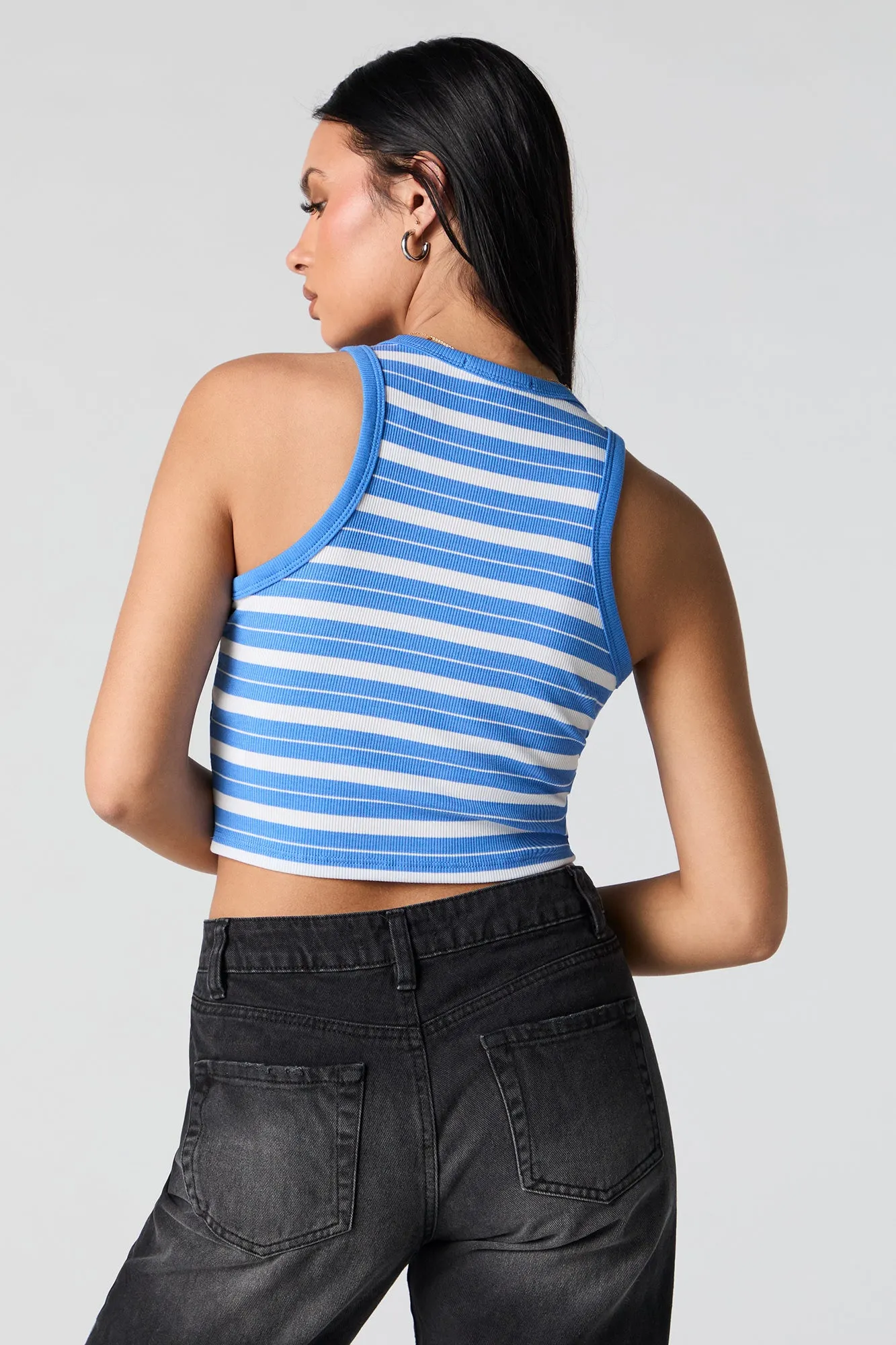 Striped Ribbed Cropped Tank sold by Charlotte Russe product image thumbnail 2