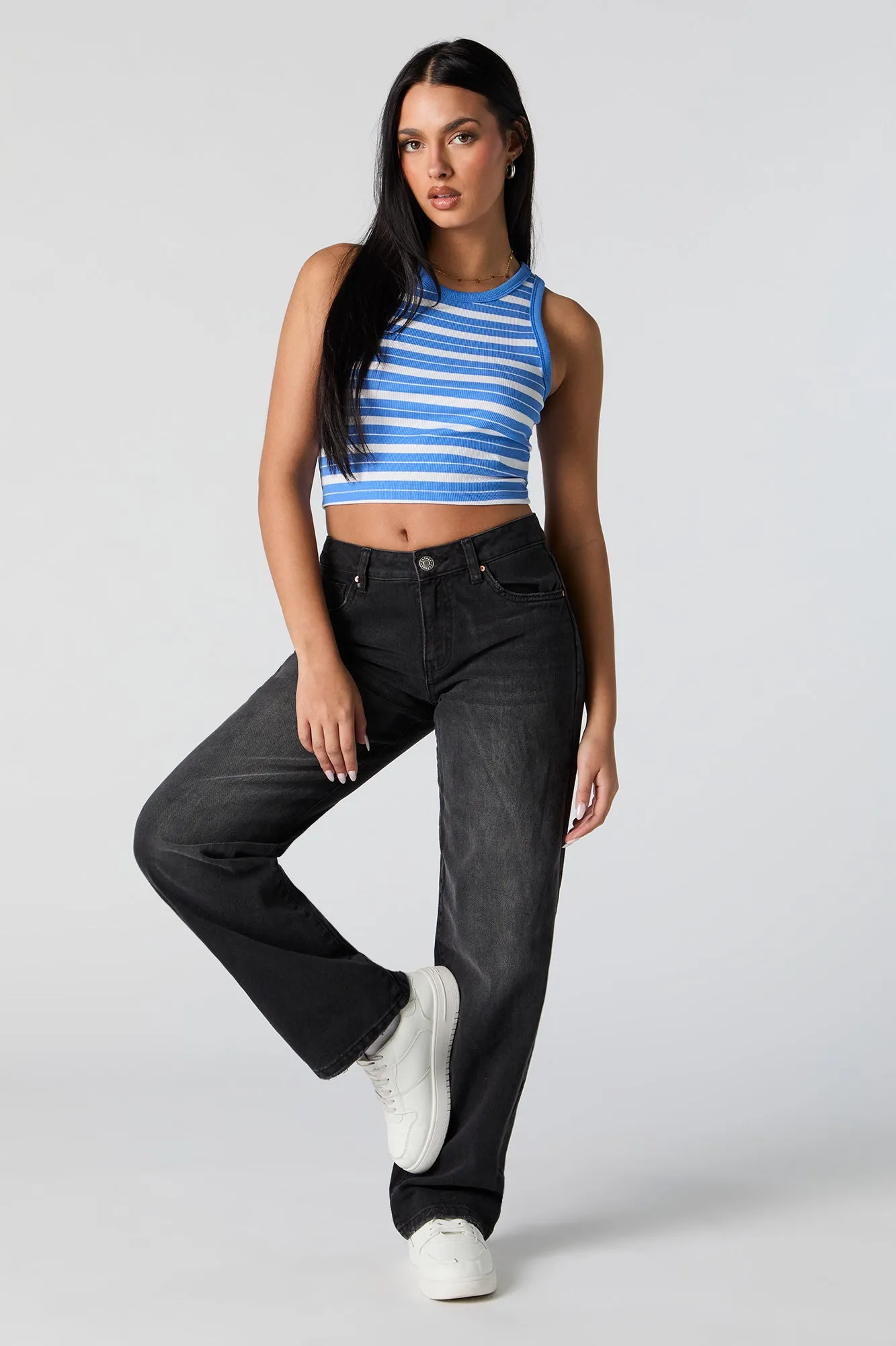 Striped Ribbed Cropped Tank sold by Charlotte Russe product image thumbnail 3