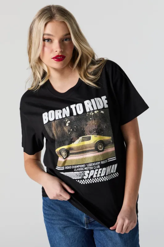 Born to Ride Graphic Boyfriend T-Shirt sold by Charlotte Russe