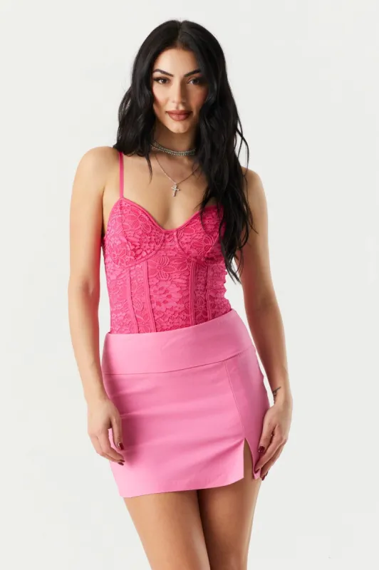 Low Rise Leg Slit Mini Skirt sold by Charlotte Russe
