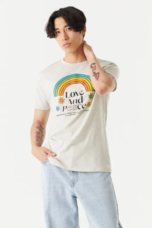 Love And Peace Rainbow Graphic T-Shirt sold by Charlotte Russe