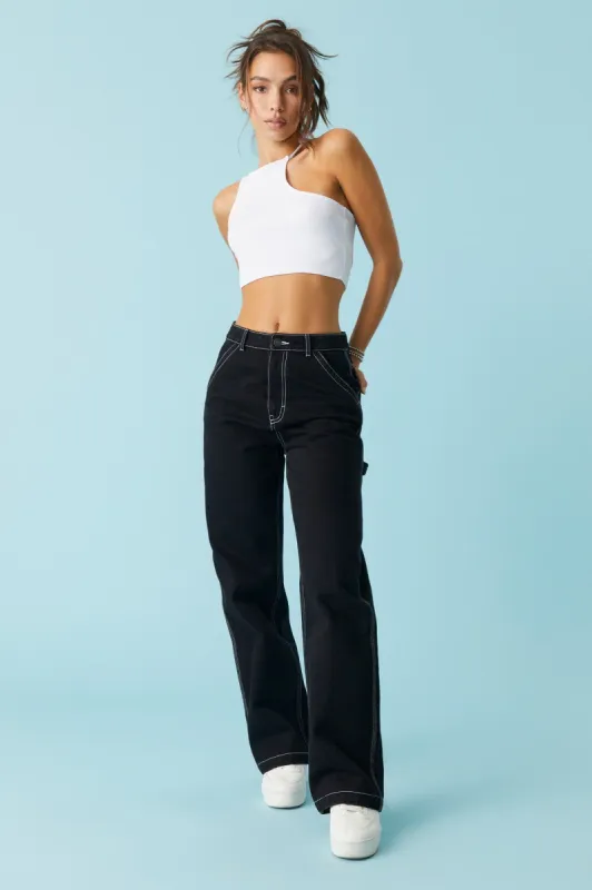 Dark Wash High-Rise Carpenter Pant sold by Charlotte Russe