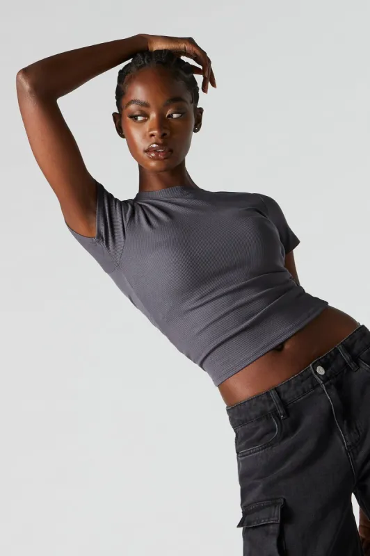 Ribbed High Neck Baby T-Shirt sold by Charlotte Russe