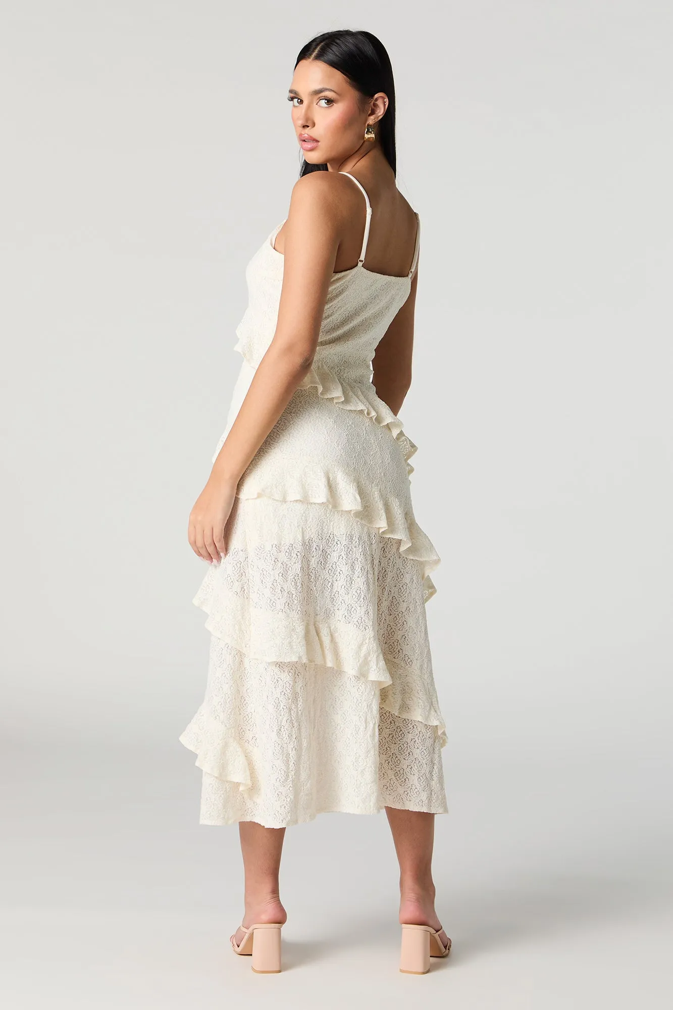 Lace Knit Ruffle Midi Dress sold by Charlotte Russe product image thumbnail 3