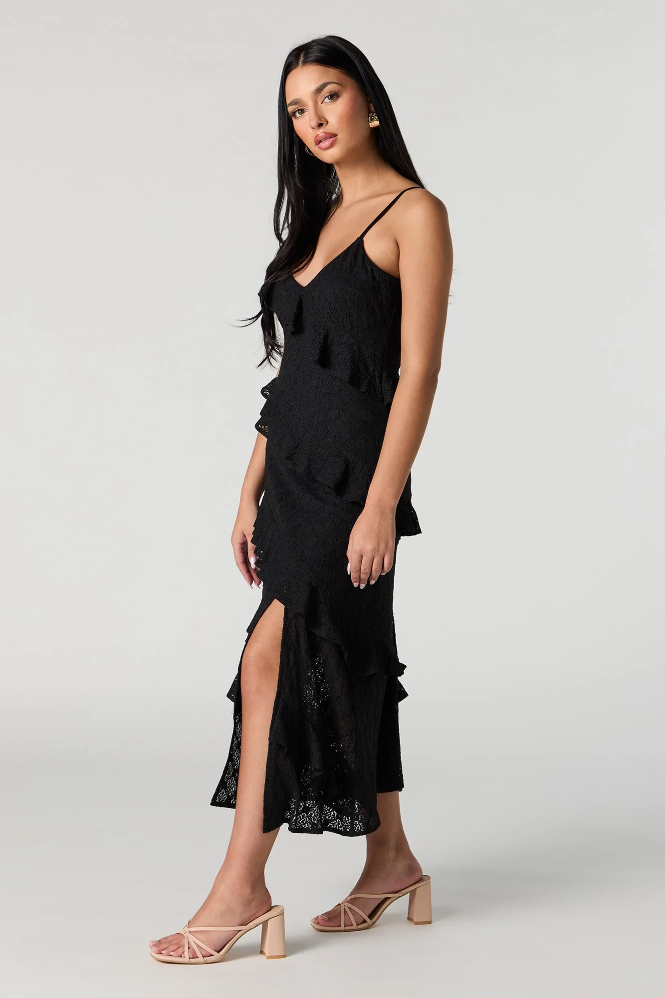 Lace Knit Ruffle Midi Dress sold by Charlotte Russe product image thumbnail 5