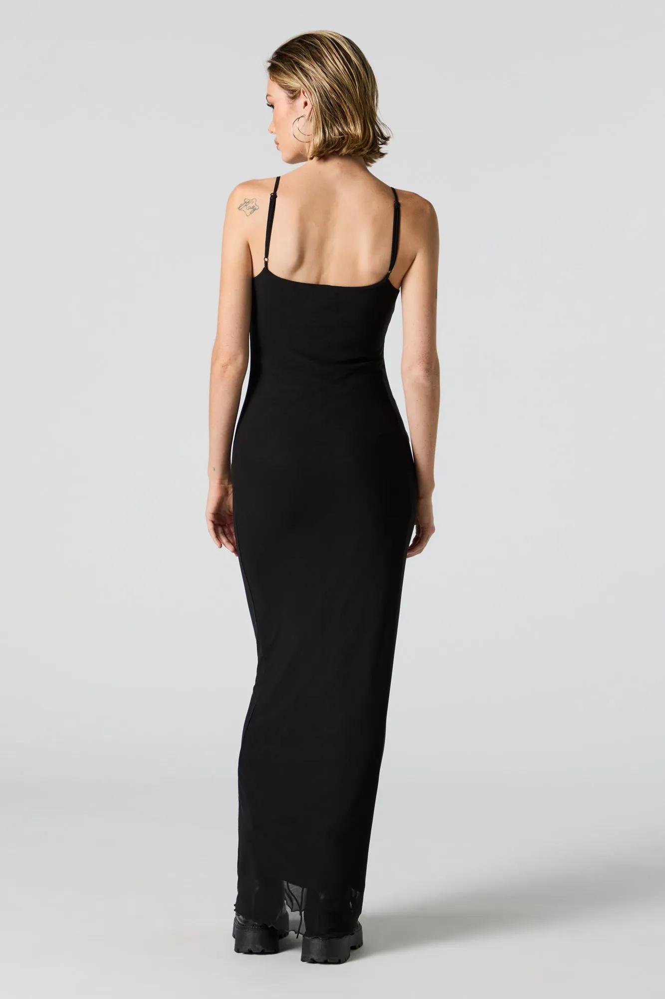 Black Mesh Sleeveless Maxi Dress sold by Charlotte Russe product image thumbnail 3