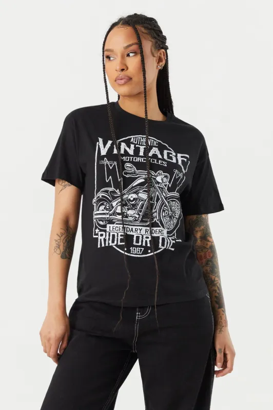 Vintage Motorcycles Graphic Boyfriend T-shirt sold by Charlotte Russe