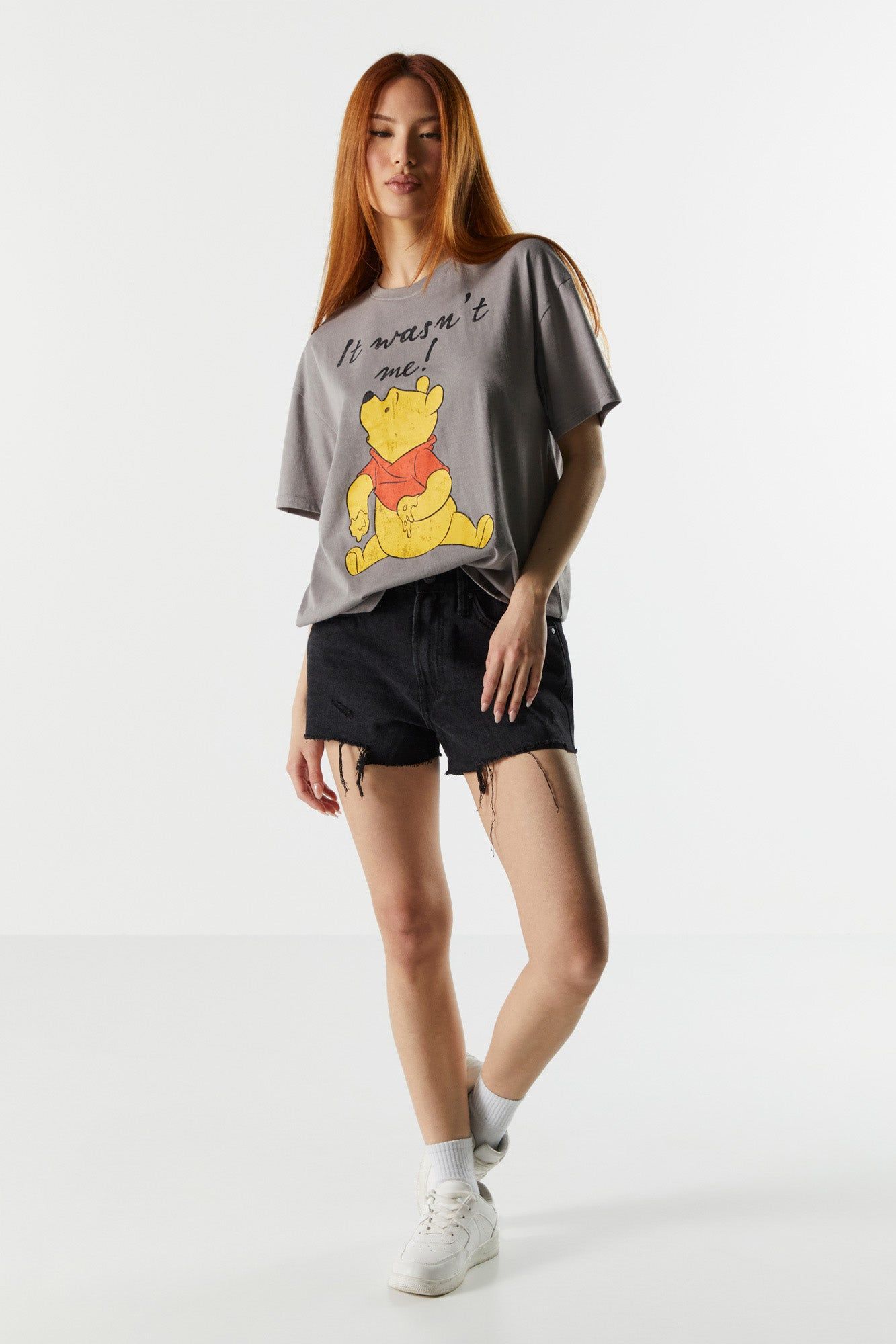 Gray Winnie The Pooh Graphic Boyfriend T-Shirt sold by Charlotte Russe product image thumbnail 3