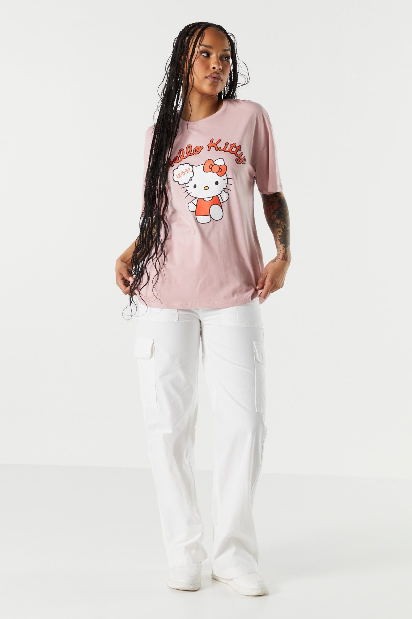 Pink Hello Kitty Graphic Boyfriend T-Shirt sold by Charlotte Russe product image thumbnail 3