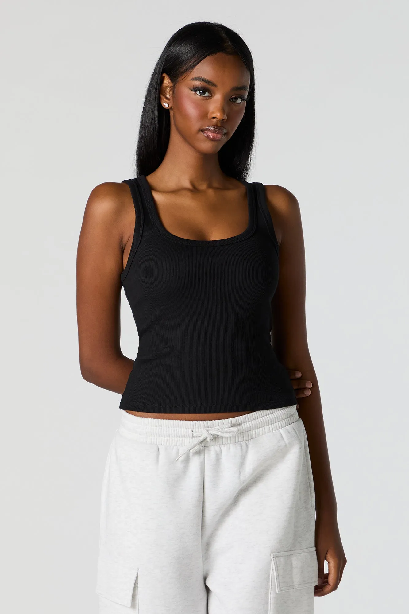 Ribbed Scoop Neck Skimmer Tank sold by Charlotte Russe product image thumbnail 4