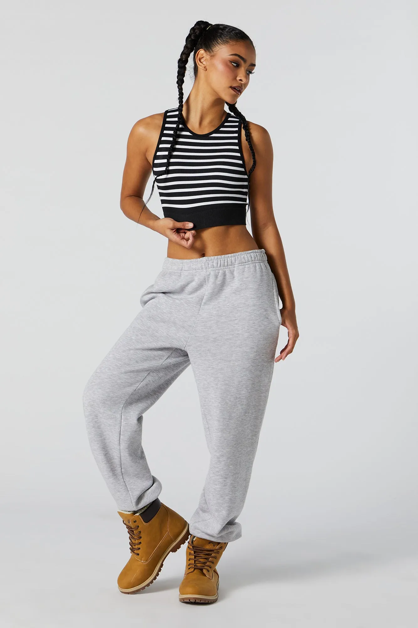 Striped Seamless Ribbed Cropped Tank sold by Charlotte Russe product image thumbnail 3