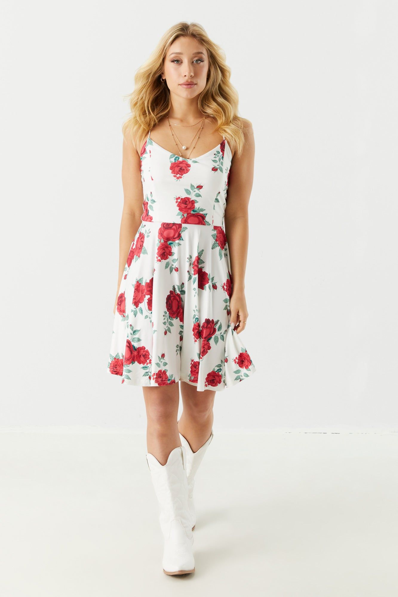 White Floral Print Skater Dress sold by Charlotte Russe product image thumbnail 3