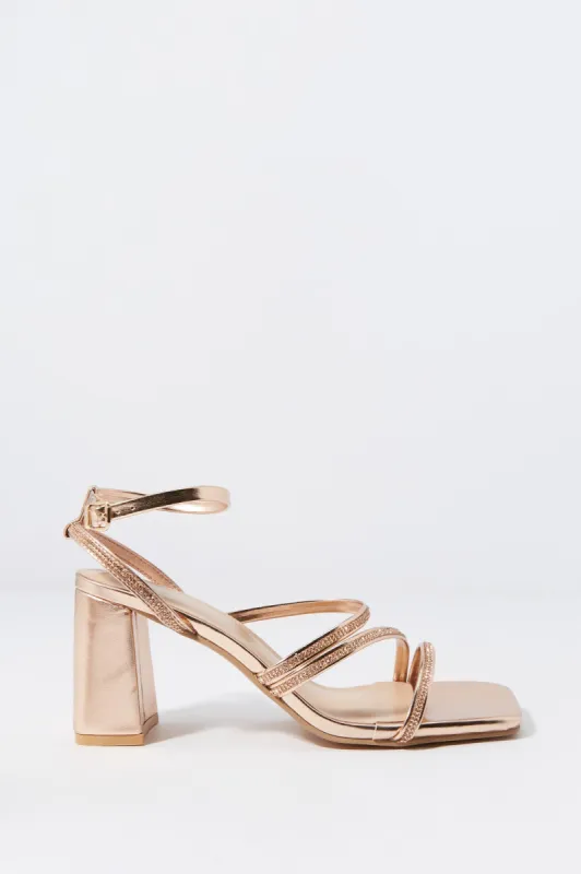 Rose Rhinestone Strappy High Heel sold by Charlotte Russe