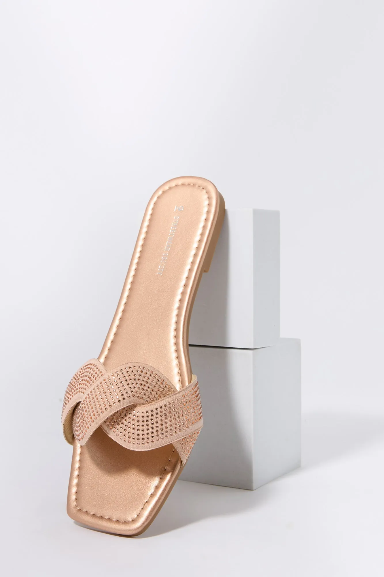 Rhinestone Twist Slide Sandal sold by Charlotte Russe