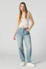 Light Wash Distressed High Rise Straight Leg Jean sold by Charlotte Russe