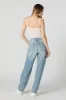 Light Wash Distressed High Rise Straight Leg Jean sold by Charlotte Russe