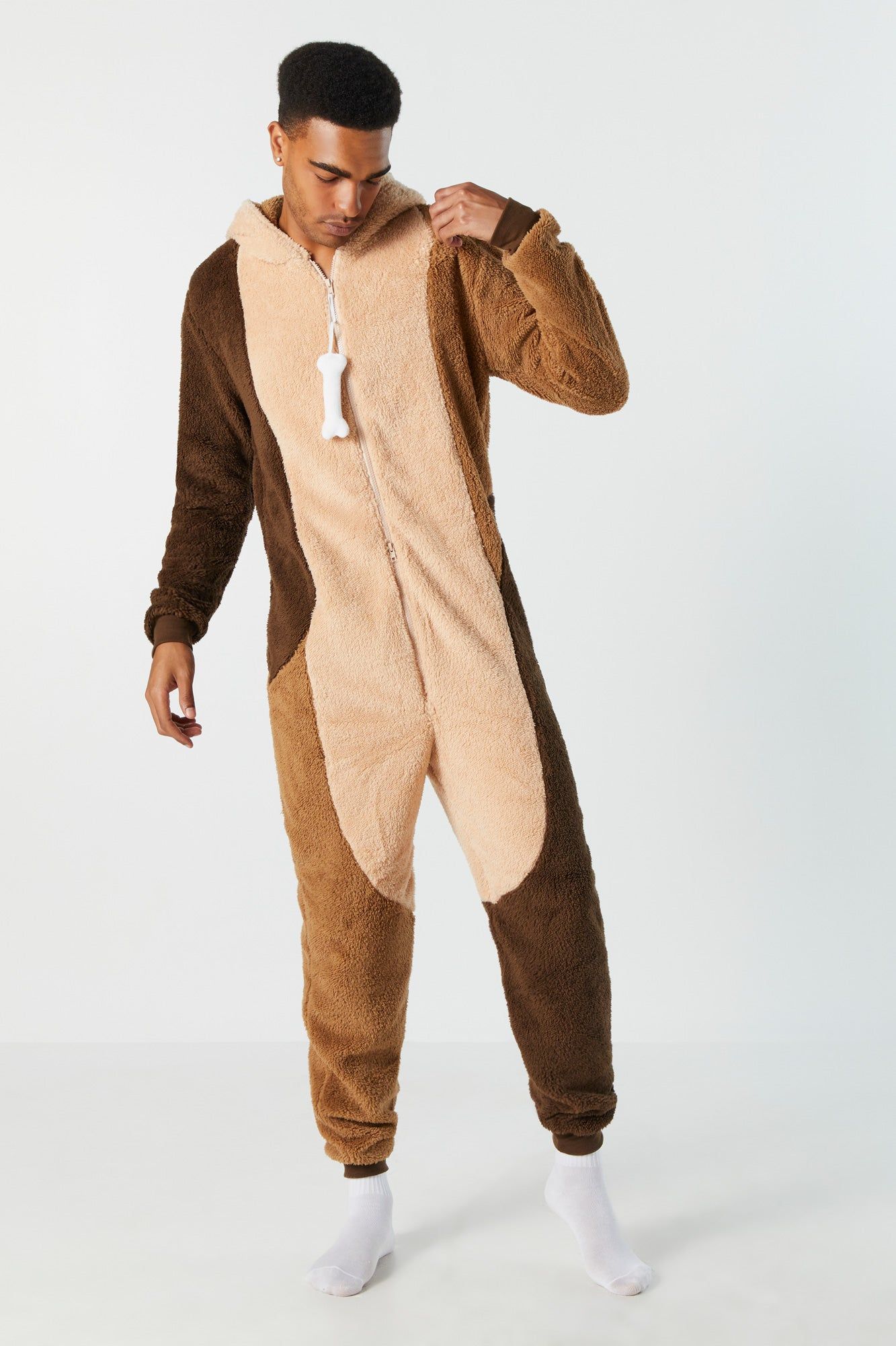 3D Dog Hood Plush Onesie sold by Charlotte Russe