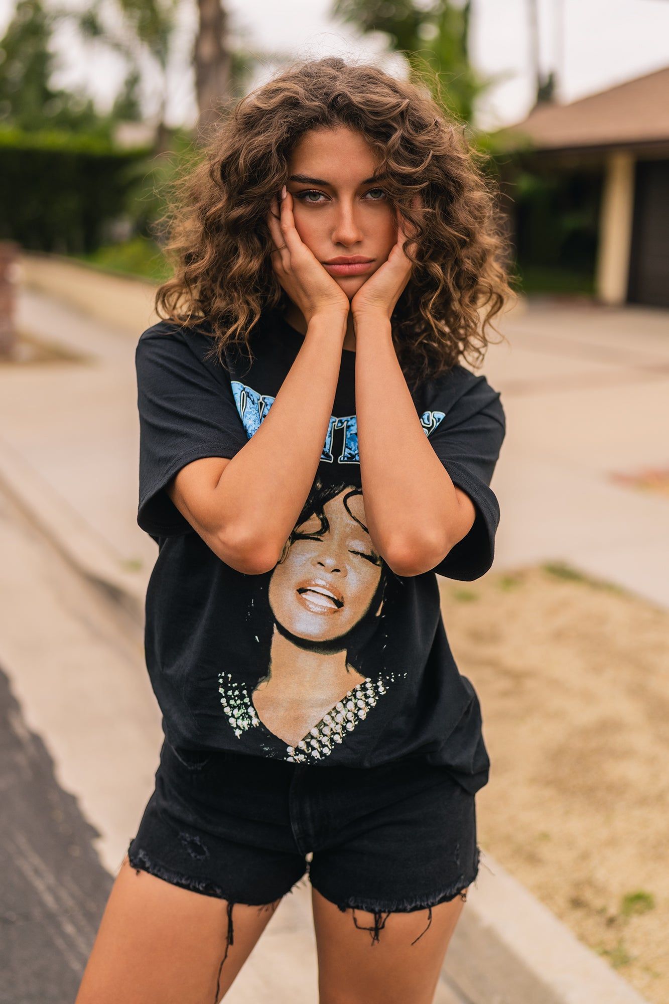 Whitney Houston Graphic Boyfriend T-Shirt sold by Charlotte Russe