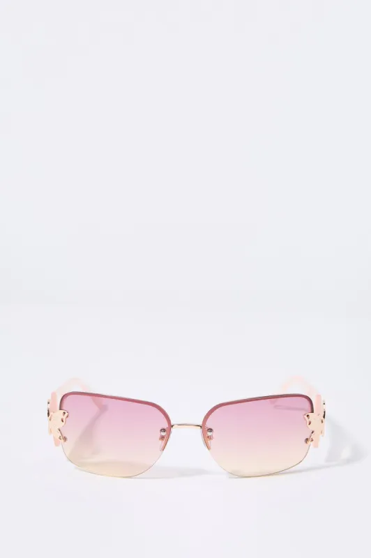 Rimless Butterfly Sunglasses sold by Charlotte Russe