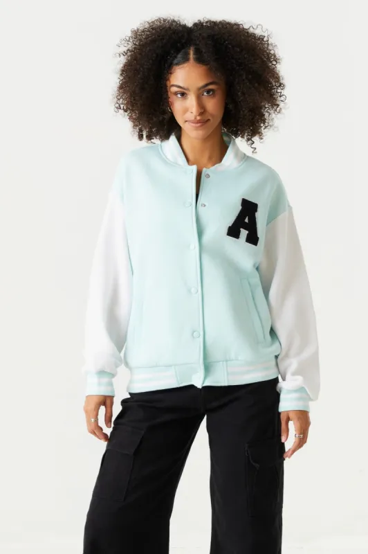 Letter A Graphic Oversized Varsity Jacket sold by Charlotte Russe