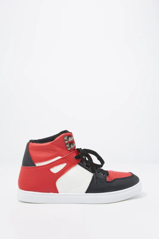 Lace-Up Front Colour Block High-Top Sneakers sold by Charlotte Russe