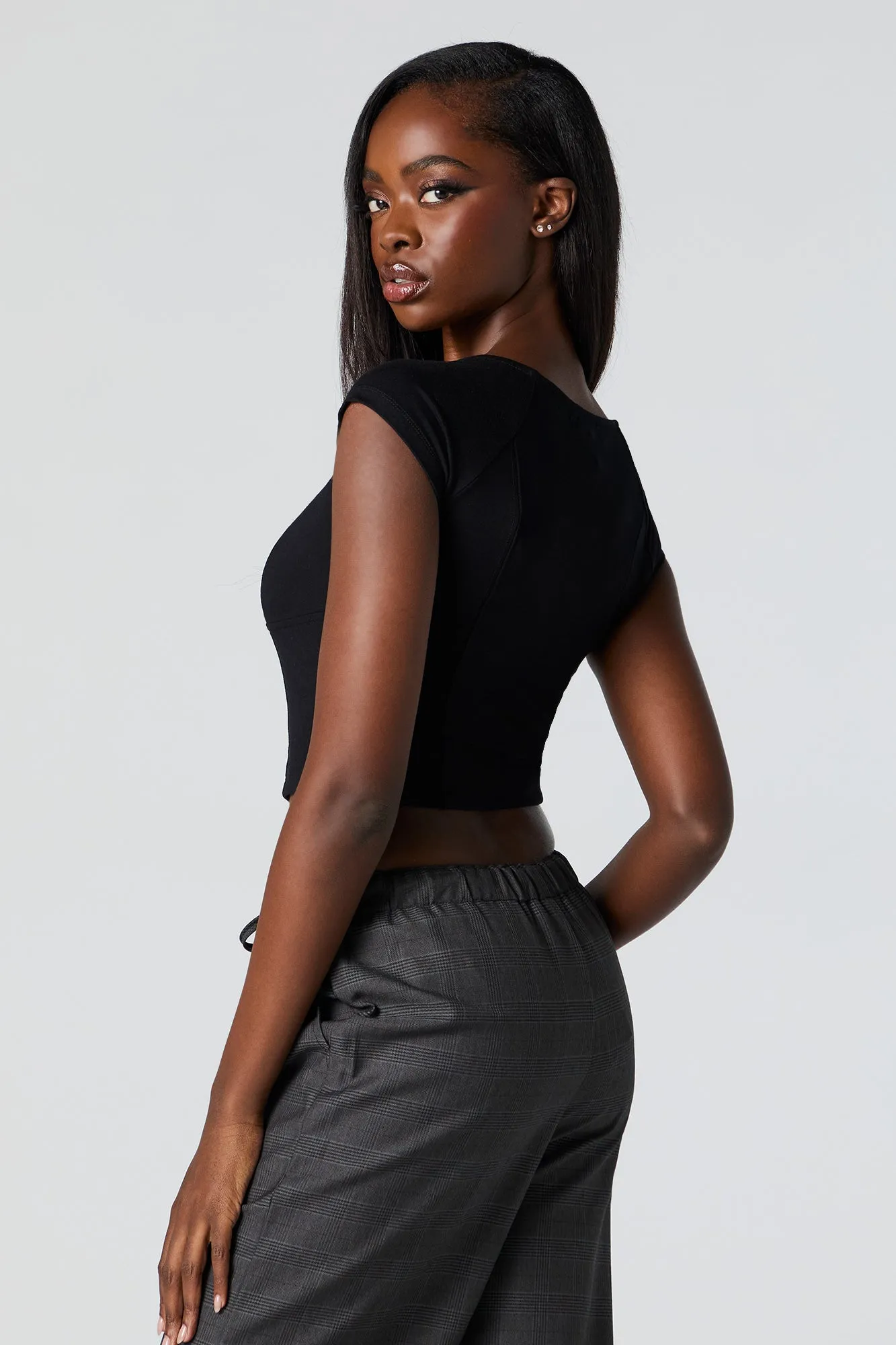 V-Neck Corset Crop Top sold by Charlotte Russe product image thumbnail 5