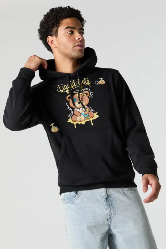 Liquid Gold Graphic Fleece Hoodie sold by Charlotte Russe